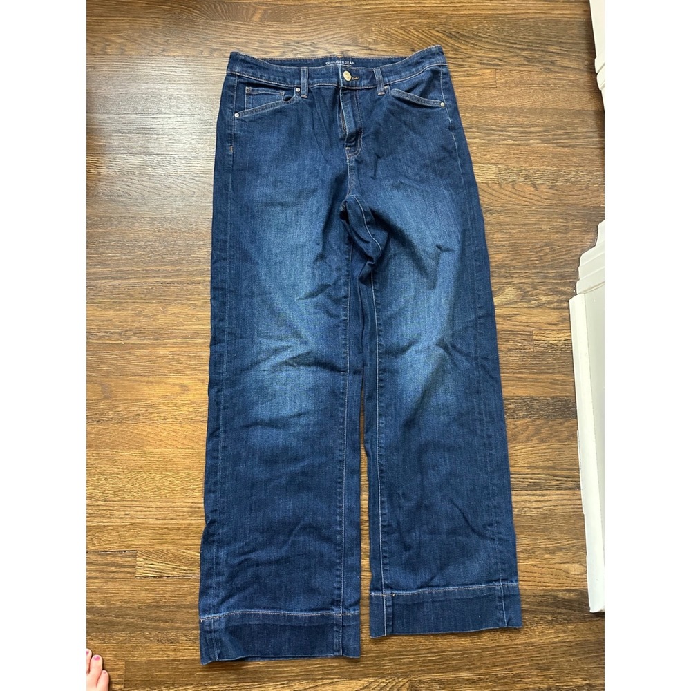 Chicos Trouser Jean Dark Wash Wide Leg Denim Pants Blue Size 8R 1R